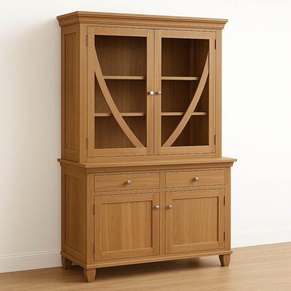 Art Deco Solid Wood Buffet And Hutch | Handcrafted Custom Dining Storage 00-03