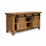 Barn Door Solid Wood TV Table | Rustic Hardwood Media Console 00-00