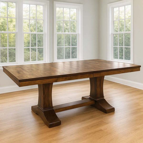 Large Custom Contempo Solid Wood Dining Table With Extended Top, Handcrafted In Toronto From Premium Hardwood.