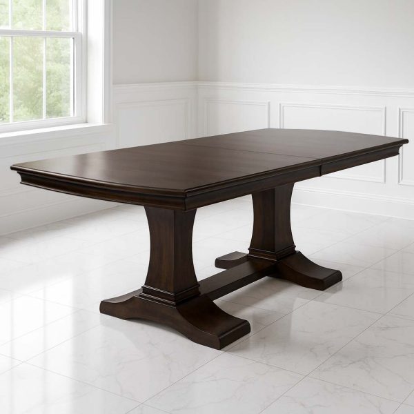Geometric Pedestal Base Of Contempo Solid Wood Dining Table, Handcrafted In Maple With Clean Modern Lines.