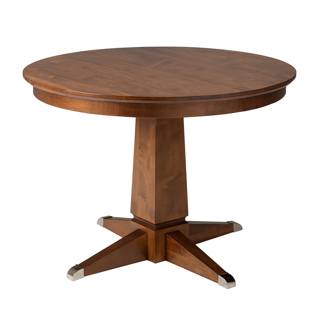 Danish Solid Wood Dining Pedestal Table 00-01 Danish Solid Wood Dining Pedestal Table | Custom Extendable Table 00-01