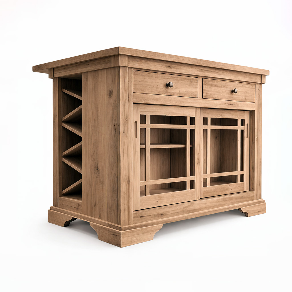 Madrid Solid Wood Bar Island | Custom Kitchen Island 00-00