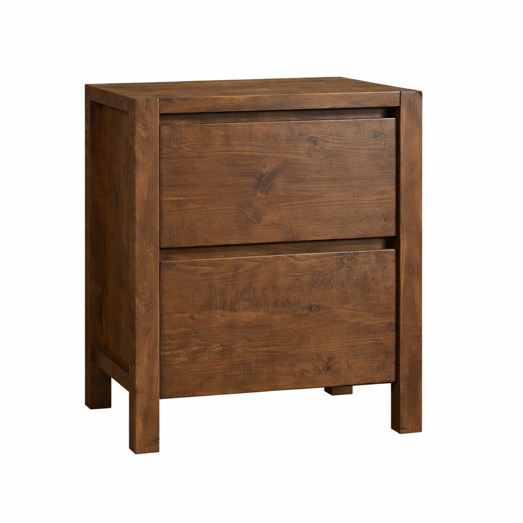 Meta Solid Wood Nightstand | Handcrafted Bedside Table 0-00