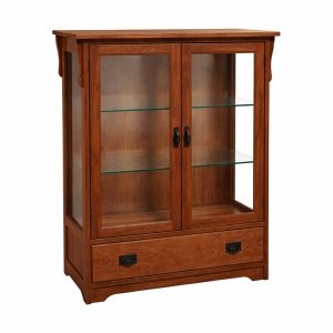 Solid Wood Mission Display Cabinet – Handcrafted Hardwood Furniture 00-01