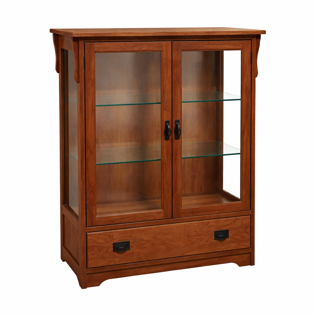 Solid Wood Mission Display Cabinet – Handcrafted Hardwood Furniture 00-01