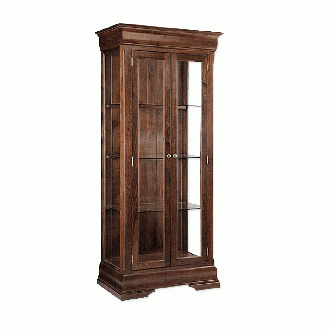 Phillipe Solid Wood Curio | Tall Handcrafted Hardwood Display 00-00
