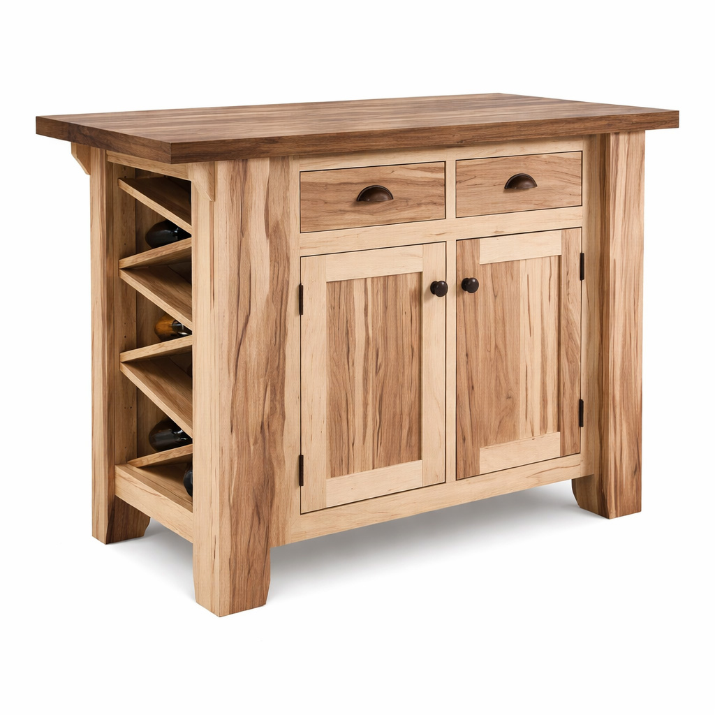 Rustic Solid Wood Kitchen Island | Handmade Bar Island 00-00
