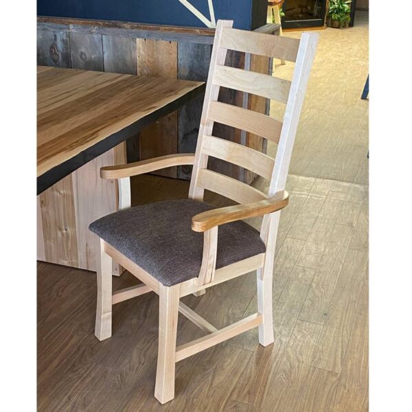 Ladder Back Solid Wood Arm Chair | Handcrafted Dining Chair 03-01