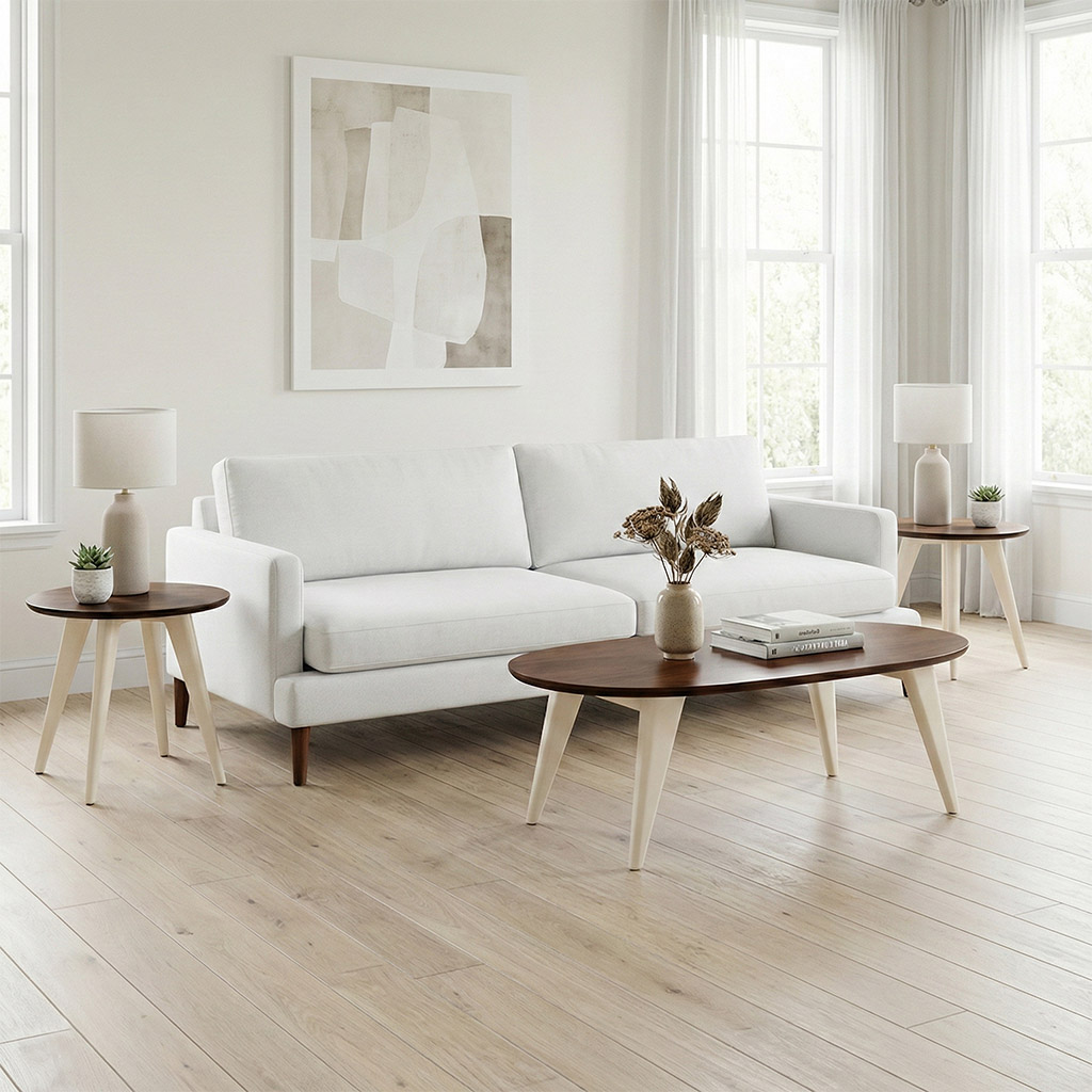 Mid Century Modern Living Room Table | Solid Wood Living Room Set 00-00