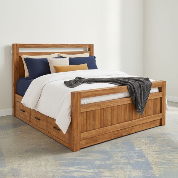 Timber Solid Wood Storage Bed | Rustic Hardwood Storage Bed 01-02
