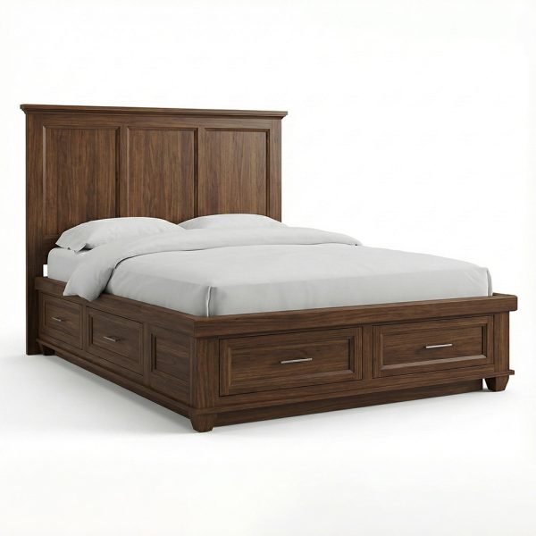 Algonquin Solid Wood Storage Bed | Custom Canadian Handcrafted Bed With Drawers 00-02