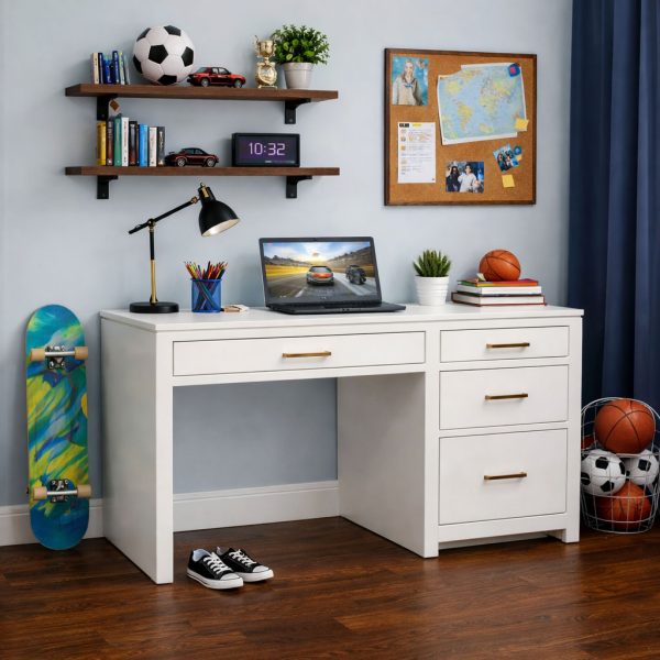 Newport Solid Wood Student Modern Desk | Minimal Office Desk 01-00