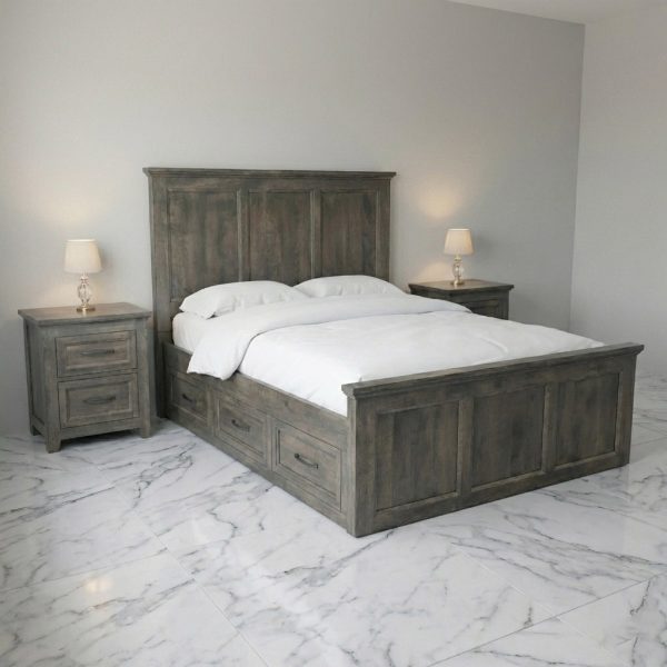 Algonquin Solid Wood Storage Bed | Custom Canadian Handcrafted Bed With Drawers 03-01