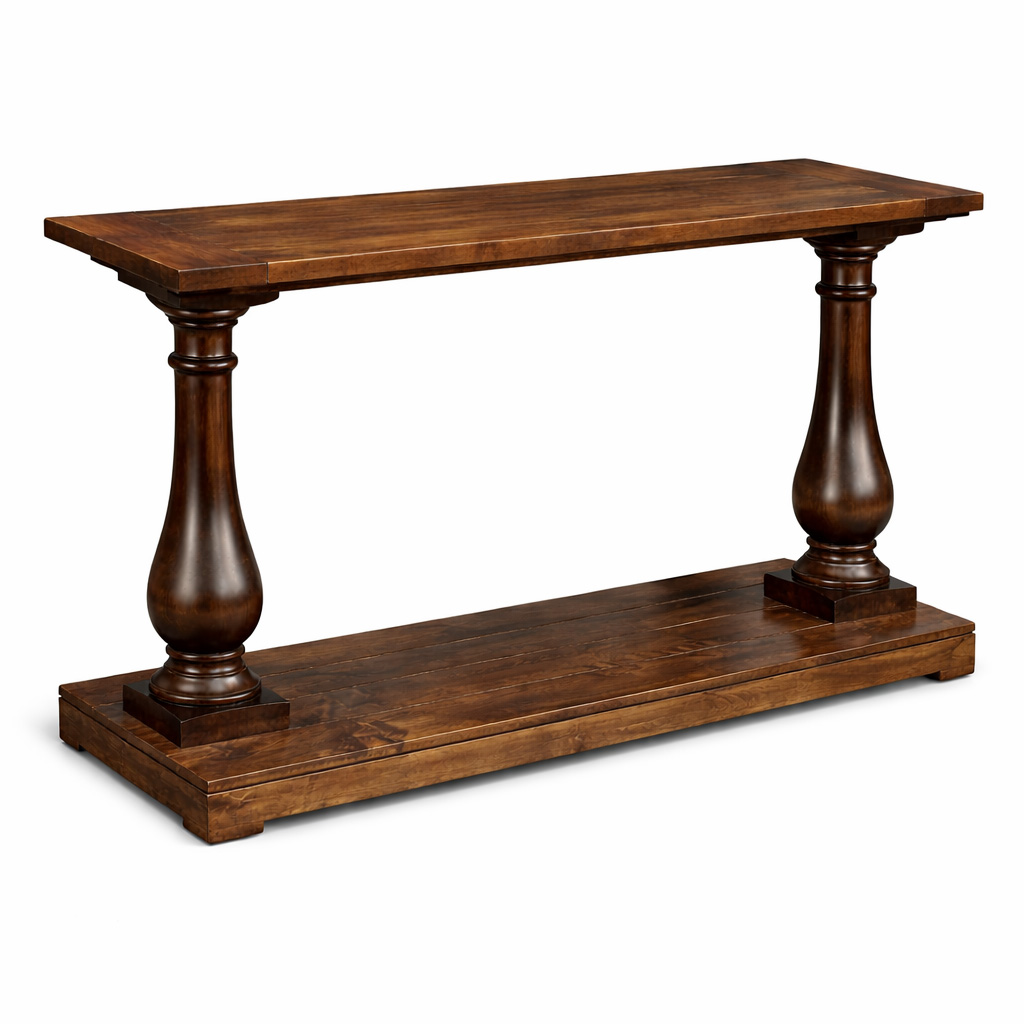 Balustrade Solid Wood Sofa Table – Custom Hall Console 00-00