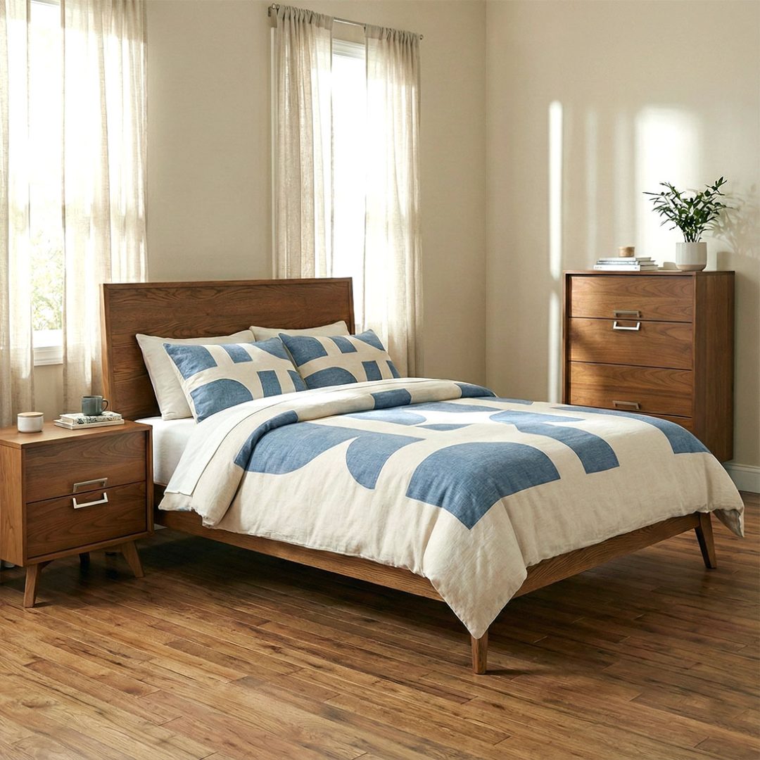 Hugo Solid Wood Platform Bedroom Set | Mid-Century Modern Furniture | Japanese style Bed 01-01