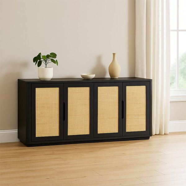 Oslo Solid Wood Sideboard With Rattan Doors 0-04