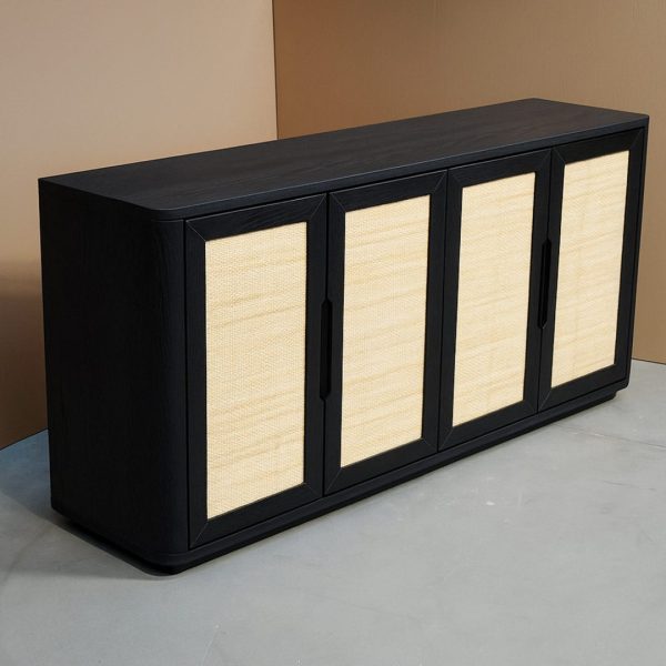 Oslo Solid Wood Sideboard With Rattan Doors 0-06