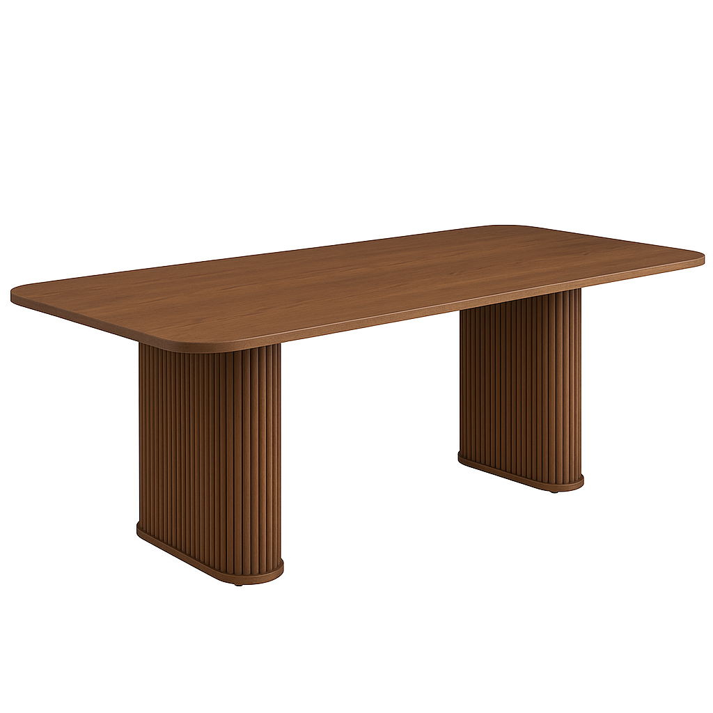 Osten Solid Wood Dining Table | Modern Fluted Base Table 0-00