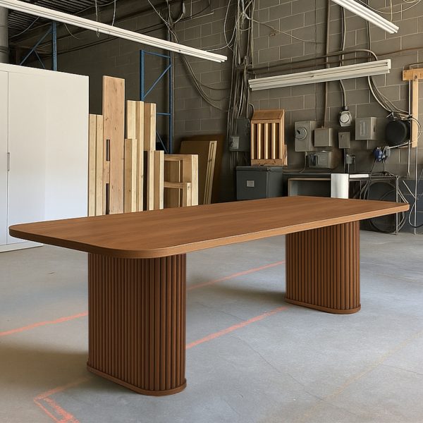 Osten Solid Wood Dining Table | Modern Fluted Base Table 0-04
