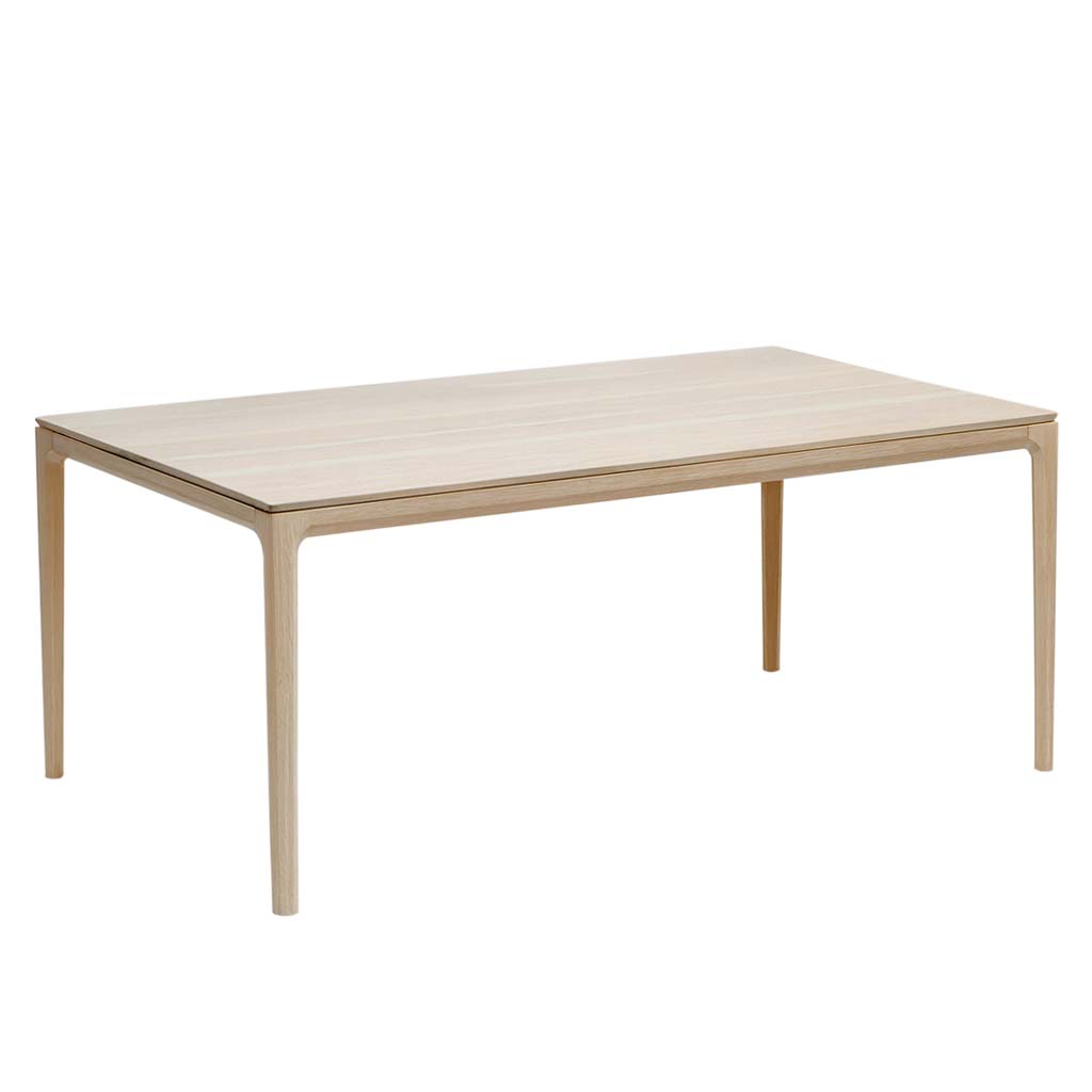 Luna Solid Wood Modern Table — White Finish With Curved Legs