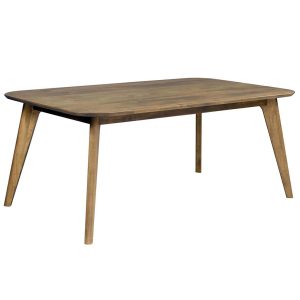 Ligna solid wood leg dining table with rounded edges and tapered legs — walnut finish