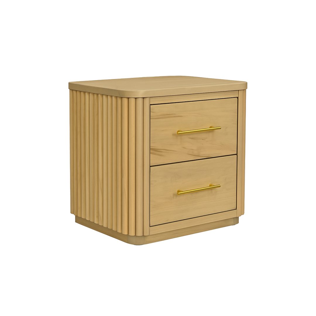 Osten Solid Wood Nightstand |  Modern bedtable - Fluted Design 00-01