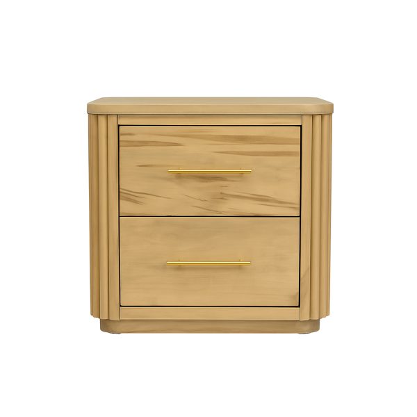 Osten Solid Wood Nightstand |  Modern Bedtable - Fluted Design 00-02