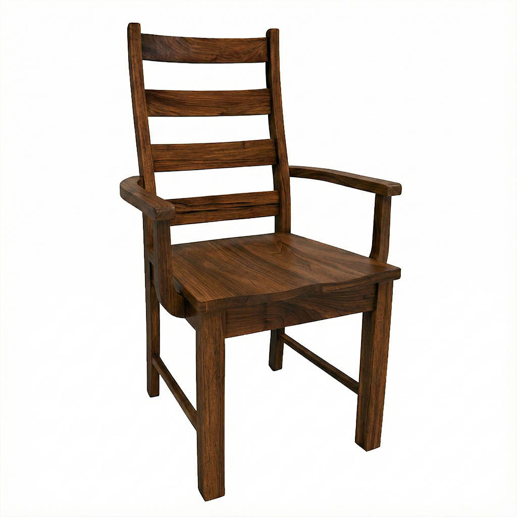 Mini Ladder Back Solid Wood Arm Chair – Rustic Custom Dining Chair 00-00