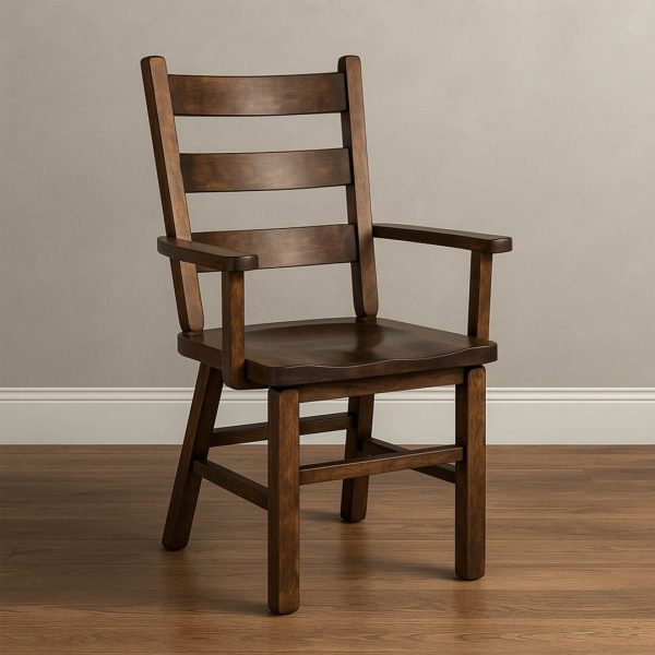 Ladder Back Solid Wood Arm Chair | Handcrafted Dining Chair 00-01