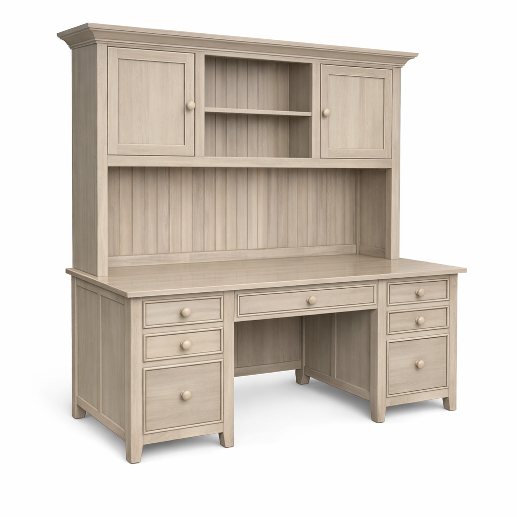 A-Series Solid Wood Desk With Hutch 0-09