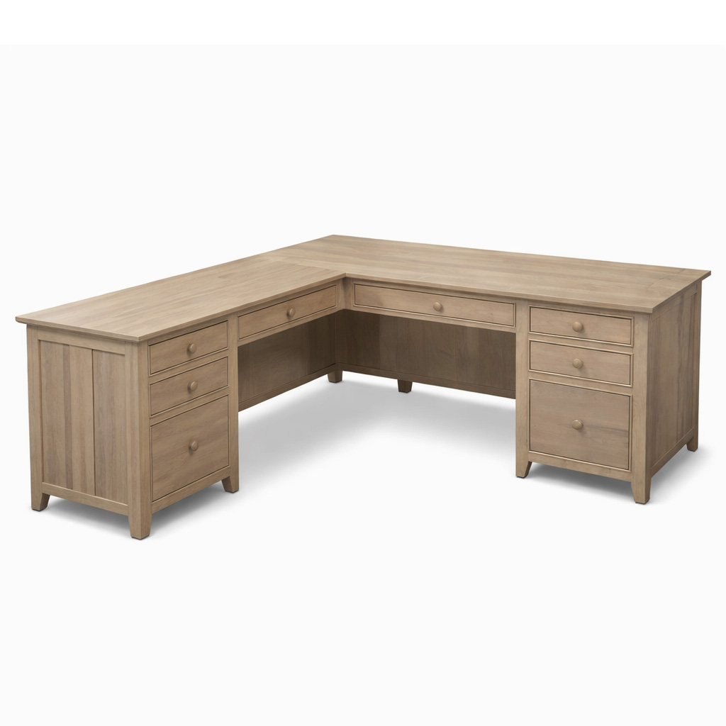 A-Series Solid Wood Corner Desk | L-Shaped Desk with hutch 0-13