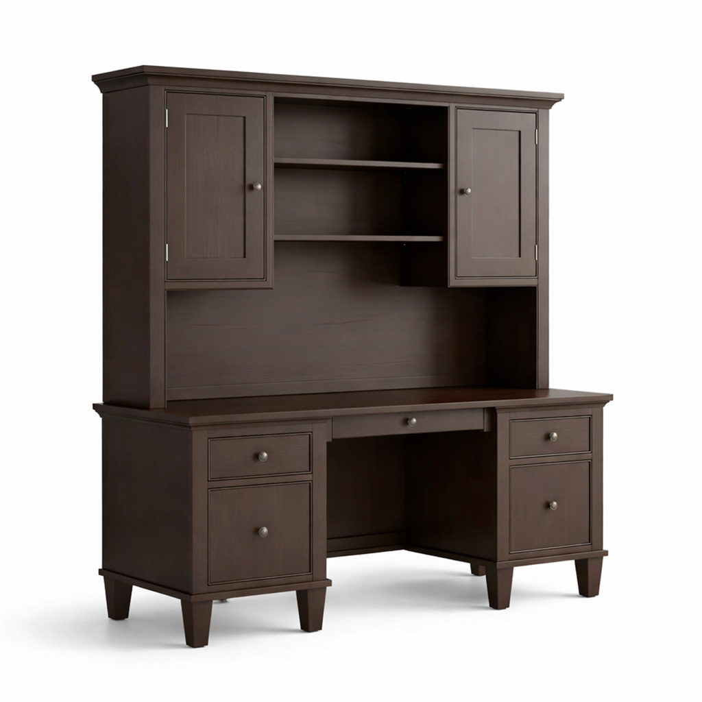 Brooklyn Solid Wood Desk with Hutch | Executive Desk and Hutch 00-06