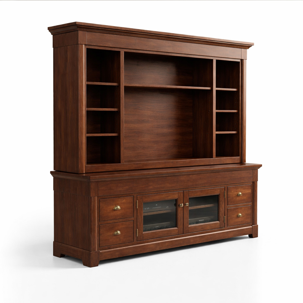 Tranquil Solid Wood Entertainment Unit | Custom Media Wall 0-3